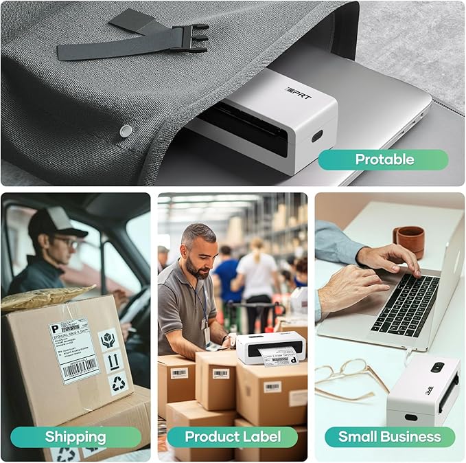 iDPRT Shipping Label Printer 4x6 Bluetooth Thermal Label Printer for Small Business and Shipping Package, Support Android, iPhone, Windows, macOS, Widely Used for Amazon, Shopify, Ebay, White