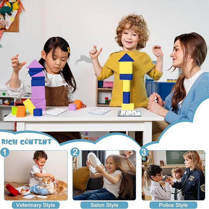 Kids Pretend Play Notepads 4X6 In Pretend Play Notebooks Playtime Notepads Variety Role Play Game Accessories Pages Each for Kids Toddlers 3-5(3,Blue)