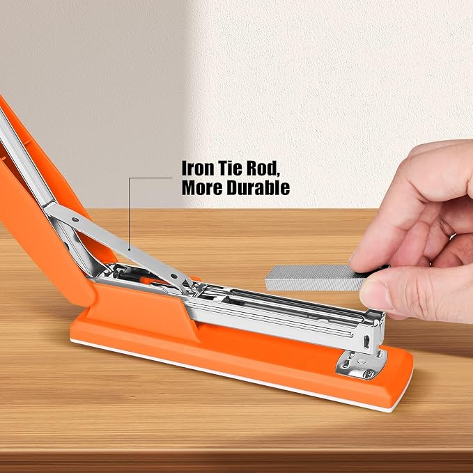 Stapler 25 Sheet Capacity with 1000 Staples and Staple Remover, Orange | Staplers for Desk, Non-Slip Office Stapler with Staples for classroom, home, School