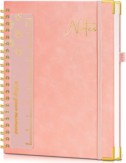 Blank Spiral Notebook Journal 8.5” x 11”, A4 Large Hardcover Sketch Book for Women Men, 100 GSM Blank Paper Drawing Notebook, Spiral Bound Sketchbook for Sketching School Work Note Taking, Pink