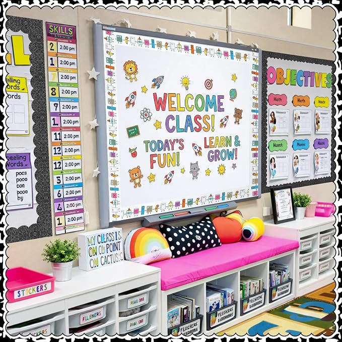 Gilprop 100ft Back to School Bulletin Board Border Composition School Theme | Classroom Decoration, Scalloped Trim, Preschool Kindergarten Office Teacher Suppy, Party Wall Decor