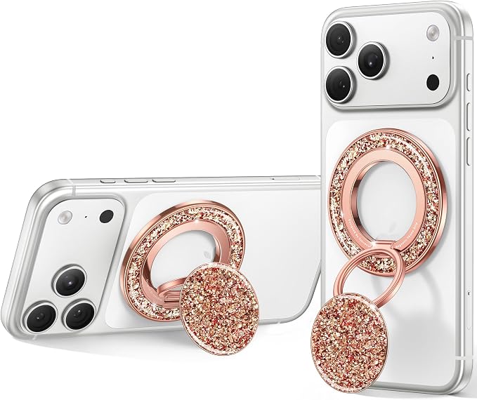 SYNCWIRE for MagSafe Phone Grip, Sparkly Magnetic Phone Ring Holder | 360° Rotation, Glitter Phone Grip Finger Holder Stand Kickstand Bling Bling, for iPhone 17 16 15 14 13 12 Pro Max MagSafe