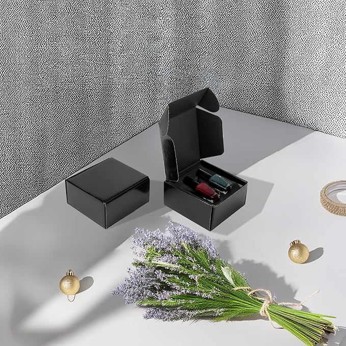 Rempry 50 Pack 4x4x2 Black Shipping Boxes, Small Cardboard Mailer Boxes for Small Business Shipping Packaging