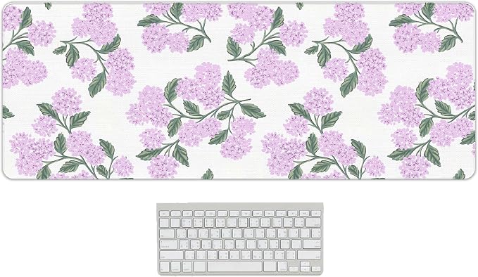 Hydrangea Mouse Pad, Pink Flroal Desk Mat 31.5x11.8 | Flroal Office Decor, Pink DeskAccessories, Aesthetic Mouse Pad for Desk, Long Desk Matt, Hydrangeas Gifts for Women