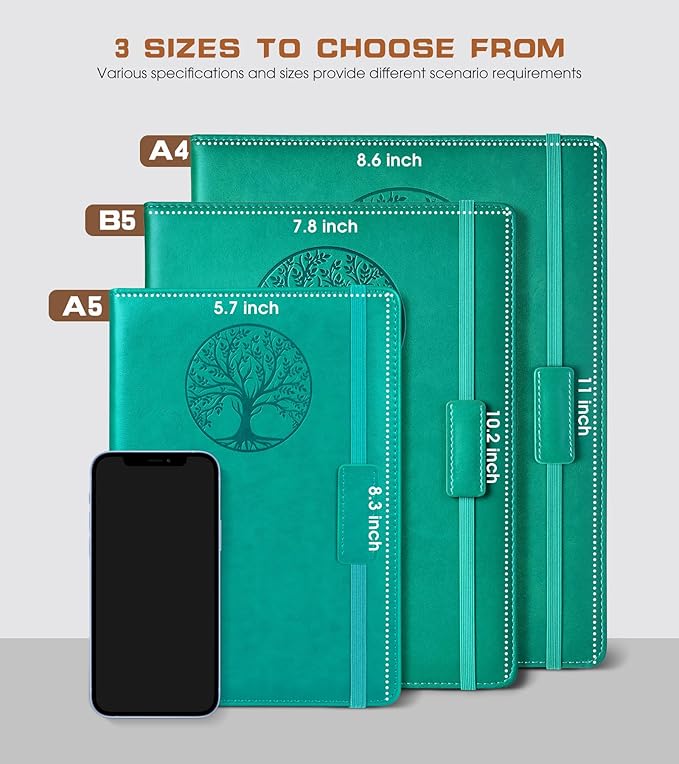 Lined Journal Notebook for Women Men,256 Pages A4 Large Hardcover Leather Journals for Writing,Travel,Business,Work,School,College Ruled Notebooks for Note Taking, Diary Notepad 8.6"×11"