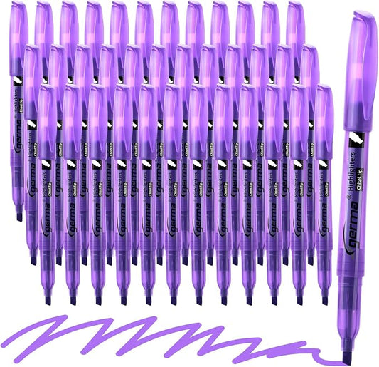Cgerma Purple Highlighters, 36 Pack, Chisel Tip Highlighter Pack, Quickly Drying, Perfect for Students Kids Adults Classroom, Office, School Supplies