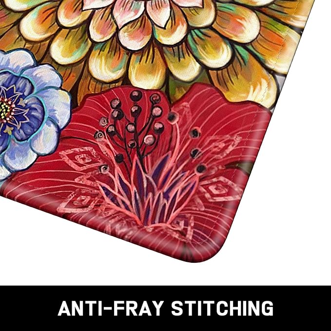Mouse Pad, Minimalism Marble Style Computer Pad, Anti-Slip Rubber Mouse Mat with Stitched Edges for Gaming, Office, Laptop, PC, Women, 9" x 8" Thick 3 mm, Retro Flower