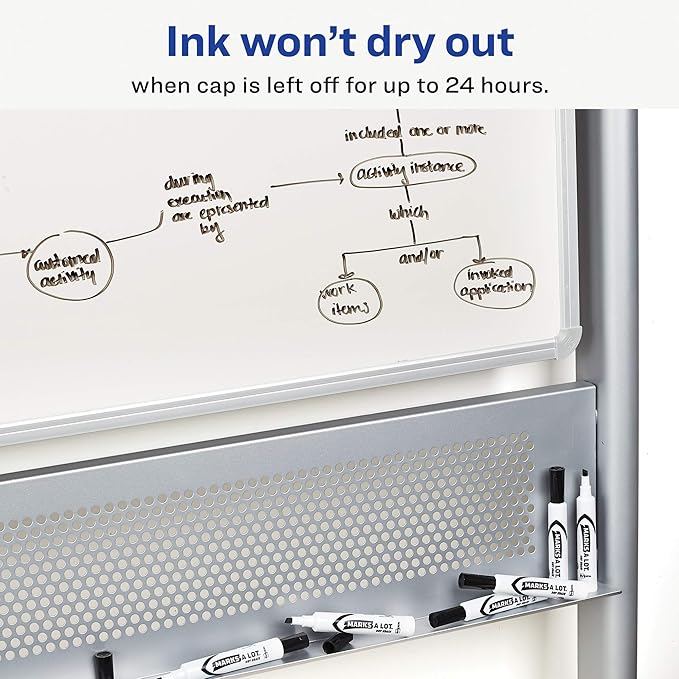 Avery Marks A Lot Dry Erase Markers, Low Odor White Board Markers with Chisel Tip, 4 Assorted Colors (24409)