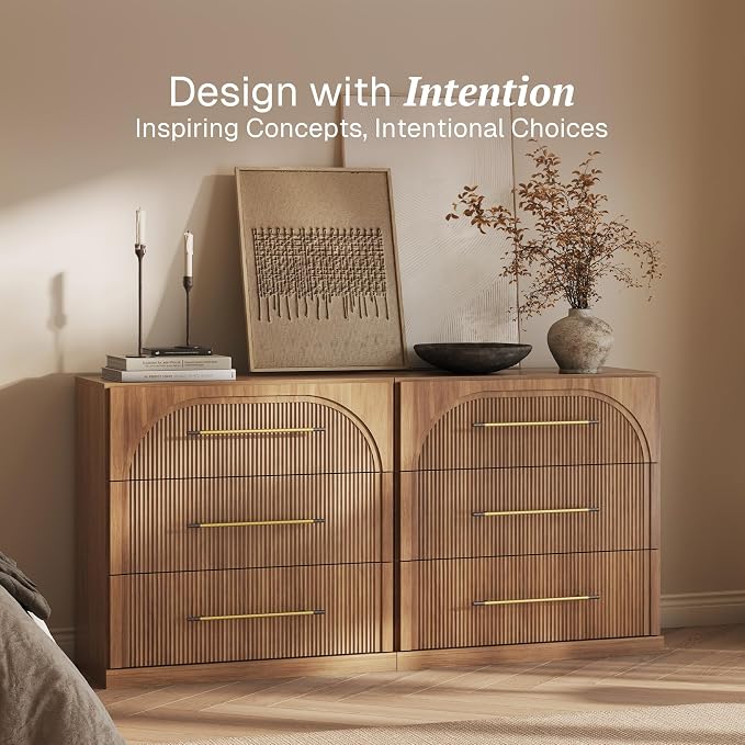 BELLEZE Bookcase with 3 Drawers, Set of 2 Modern Book Shelf with Metal Handle, 65'' Wood Bookshelves for Living Room Office Entryway (Camel)