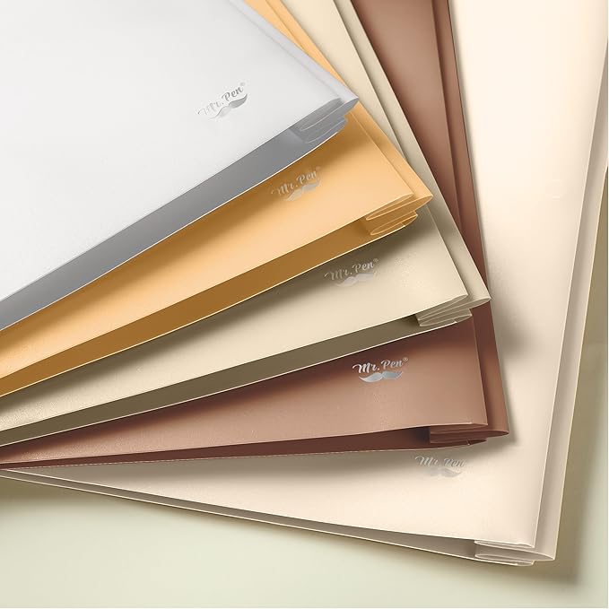 Mr. Pen- Plastic Folders with Pockets and Prongs, 5 Pack, Letter Size, Natural Color, Flexible Plastic Folders with Prongs