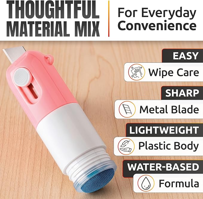2 Pcs Water-Based Thermal Paper Eraser Pen with Mini Box Cutter Knife - Thermal Label Eraser, Liquid Redacting Marker for Covering Thermal Print on Receipts, Shipping Labels & Bills Privacy Protection
