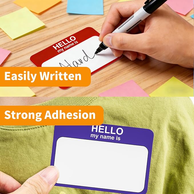 Homrelaxy 512 Pcs Name Tag Stickers, 2"x 3" Name Tags - Hello, My Name is | 8 Vibrant Colors Labels, For Meetings, Events, Classrooms, School, Office and Home