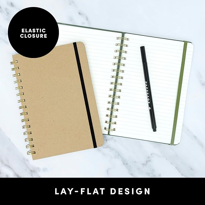 PAPERAGE Lined Spiral Journal Notebook, (Slate Blue), 160 Pages, Hardcover Journal for Women & Men, Medium 5.5 in x 8 in - 100 GSM, Thick Paper, Spiral Notebook for Work, School & Journaling