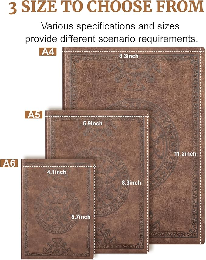 CAGIE Lined Journal Notebook for Women Men, 300 Pages Soft Cover Notebook Leather Journals for Writing, 180 Lay Flat Vintage Mens Journal Personal Diary 8.5"×11", Dark Brown