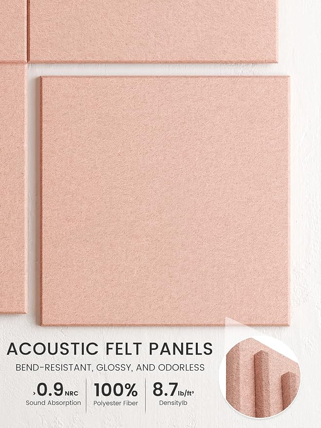Bumusty Large Cork Board 48" x 36" Alternative - 12 Pack Felt Wall Tiles with 70 Safe Removable Adhesive Tabs, 30 Pushpins, Cork Boards for Walls Pin Board Bulletin Board Office Decor (Pink)