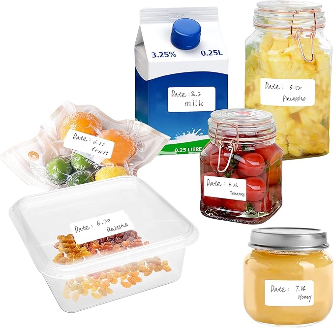 1000 Removable Food Labels, Water/Oil/Tear Resistant Blank Stickers with Perforation Line for Food Containers, Freezer, Fridge, Jars, Pantry, Organization (1” x 2”)