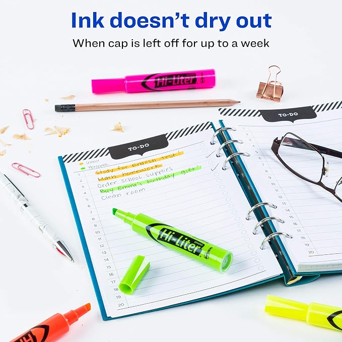 AVERY Hi-Liter Desk-Style Highlighters, Smear Safe Ink, Chisel Tip, 4 Assorted Color Highlighters (24063), (Pack of 3)