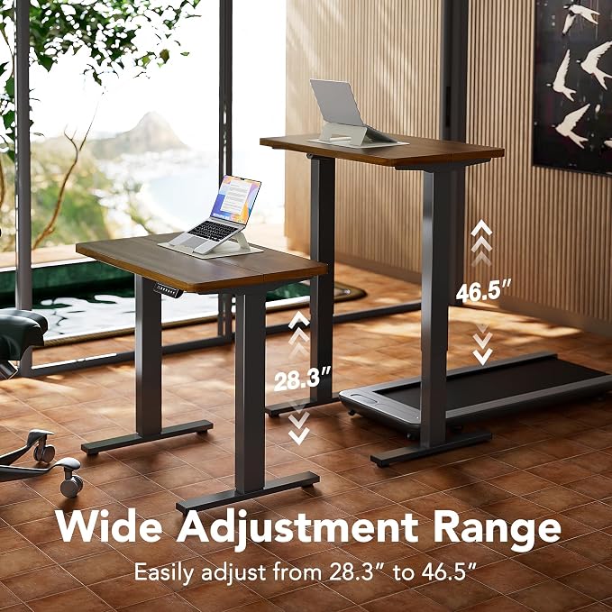 HUANUO 71x30 Inch Electric Standing Desk, Height Adjustable, Black Walnut | 176 Lbs Capacity, Smooth Home Office Desk, 4 Memory Presets & Headphone Hooks, 28.3–46.5 Inch Height Range, Easy to assemble