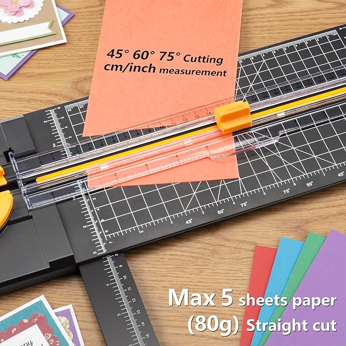 Worklion Scrapbooking Cutting Tool: Paper Cutter 4 in 1 for Craft Edges, Straight,Perforator,Scorer and Wavy on Paper,Cardstock,Ticket,Photo,Coupon,Vinyl,Letter,Postcard,12 inch Cutting Length,Black