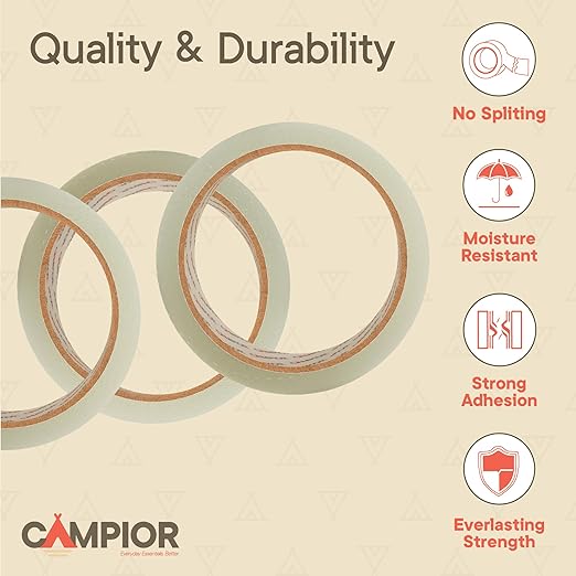 12 Rolls Clear Packing Tape 2 Inch Wide – Strong Adhesion & Durable 1.7 Mil Thickness Clear Packing Tape for Moving, Shipping & Storage – Smooth Unwinding Packaging Tape Refill, 60 Yards Per Roll