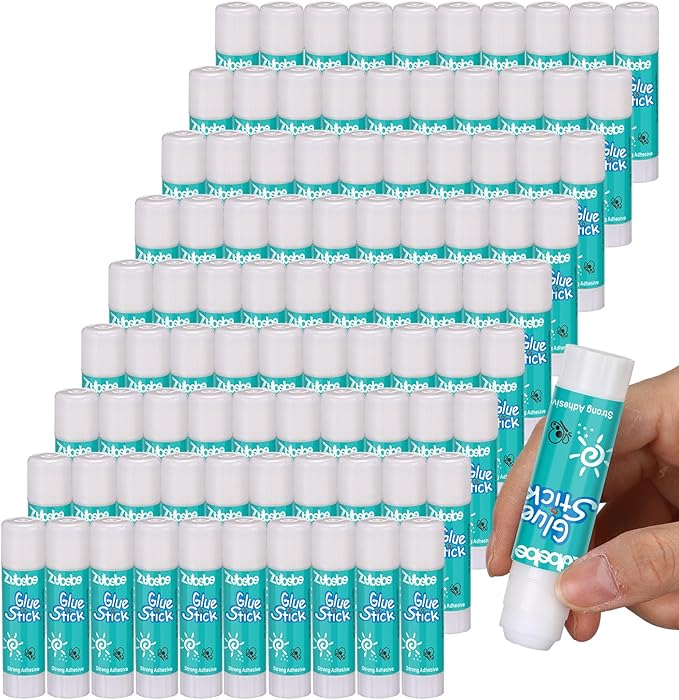 Zubebe 200 Pcs White Glue Stick Bulk Washable for End of Year Crafts Home School Classroom Students Teachers Employees Scrapbooking Crafting Stationery Supplies (0. 32 Oz)