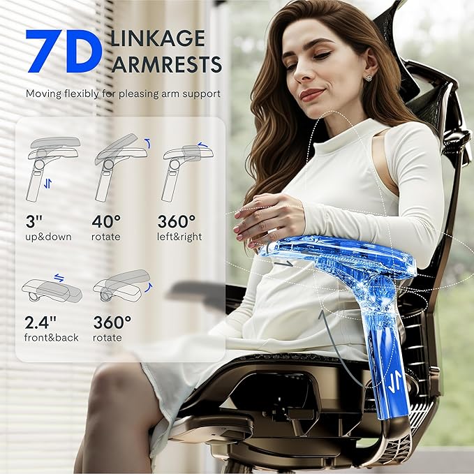 FLEXISPOT ErgoX-PRO Ergonomic Office Chair with Footrest Grey – AeroWeave 5.0 Mesh Seat, 5D Lumbar, 7D Armrests, 4D Headrest, 551LBS Capacity – Office, Gaming, Home