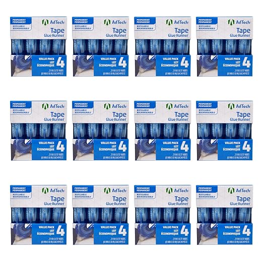 AdTech Glue Runner For Scrapbooking Supplies, case pack, Clear 4 Count (Pack of 12) cartridges,05603-CASE