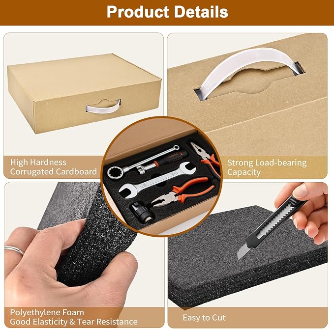 Cardboard Shipping Box with Foam & Anti-Static Bag, UN3481 Label, Secure Mailer Box, 17 x 12 x 4 inch - Protective Packing Case for Laptop Electronics Gun Crafts Tools Drones Camera