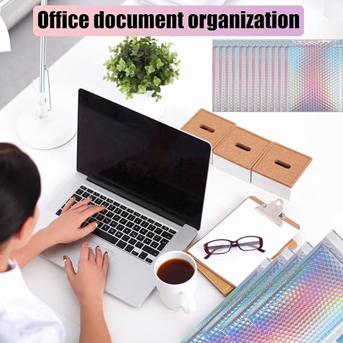 50 PCS Metallic Bubble Mailers,Poly Padded Envelopes,Holographic Bubble Mailers,Waterproof Shipping Bags,Self Seal Foil Glitter Glamour Cushion Envelopes for Mailing,Packing,Small Business
