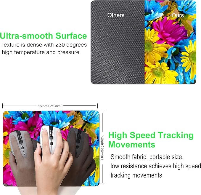 Colorful Flower Mouse pad Computer Mousepad with Personalized Design Office Non-Slip Rubber Mouse mat