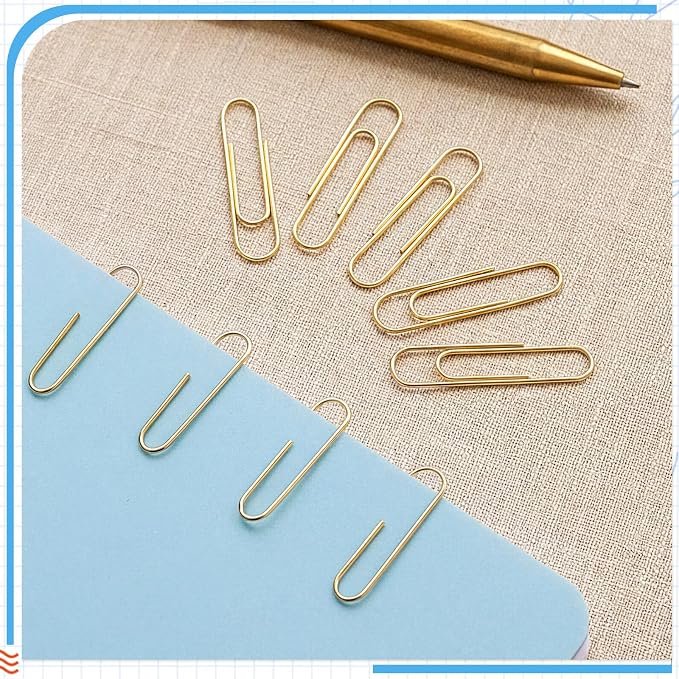 SUMAJU 500 PCS Colored Paper Clips, 33 mm/1.3Inch Assorted Paperclips | Gold, Macaron Color, Rust-Resistant Metal, Smooth Vinyl Coating, Reusable Storage Box, For Office, School, Home, Diy