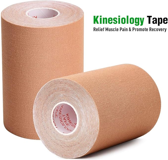 3 Pack Kinesiology Tape, 4in x 5.5yd Water Resistant Muscle Support Adhesive Sport Tape for Pain Relief, Latex Free Cotton Elastic Athletic Tape for Joints, Knee, Ankle, Shoulder, Wrist