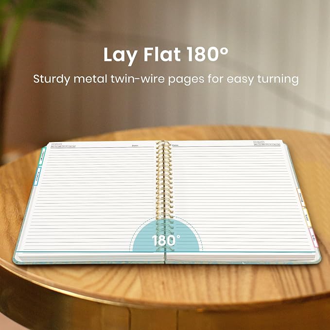 Large Spiral Notebooks for Work 5 Subject with Removable Dividers | 8.5" x 11" Pretty Hardcover Notebook Journal for Women, College Ruled, Perfect for Study & Office , 280 Pages, Floral Halo