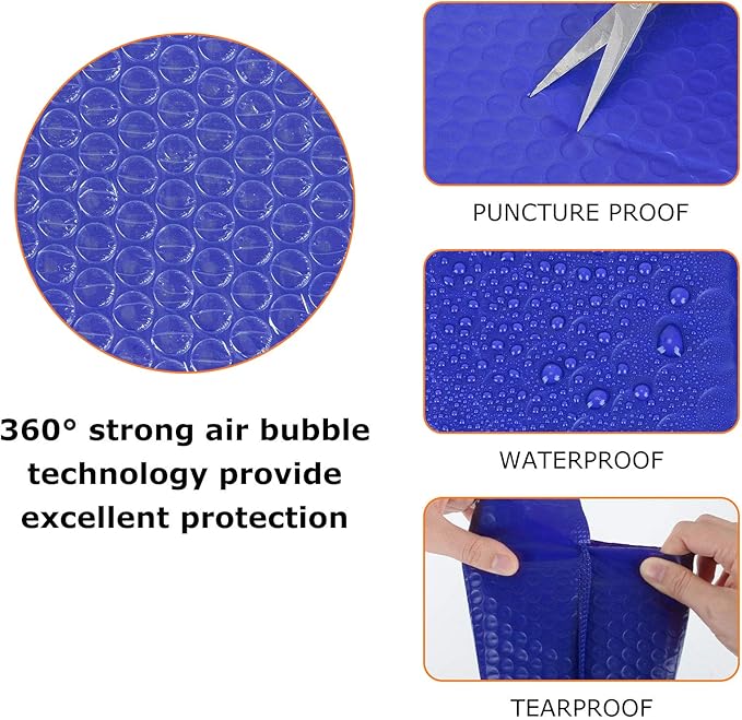 Poly Bubble Mailers 10x13 inch Mailing Envelopes Bubble Padded Waterproof Self Seal Padded Envelopes with Strong Self-Adhering Pack of 25 (Blue)