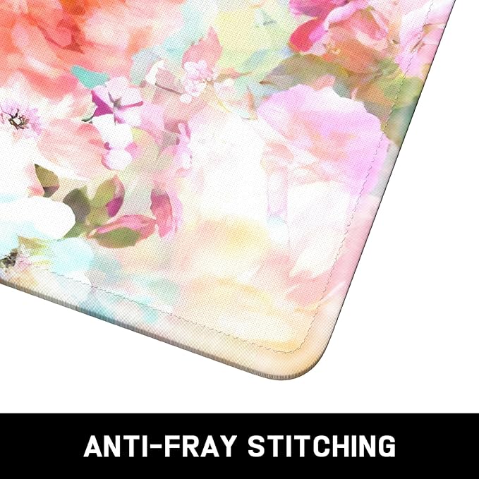 Mouse Pad, Minimalism Marble Style Computer Pad, Anti-Slip Rubber Mouse Mat with Stitched Edges for Gaming, Office, Laptop, PC, Women, 9" x 8" Thick 3 mm, Colorful Flower