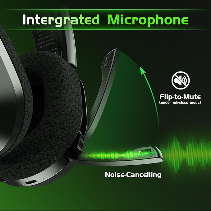 Wireless Gaming Headset for Xbox Series X/S, Xbox One, PS5, PC, Mac, Bluetooth 6.0 Gaming Headphones with Flip-to-Mute Noise-Canceling Mic, Foldable, 3D Surround Sound, 45H Battery - Black