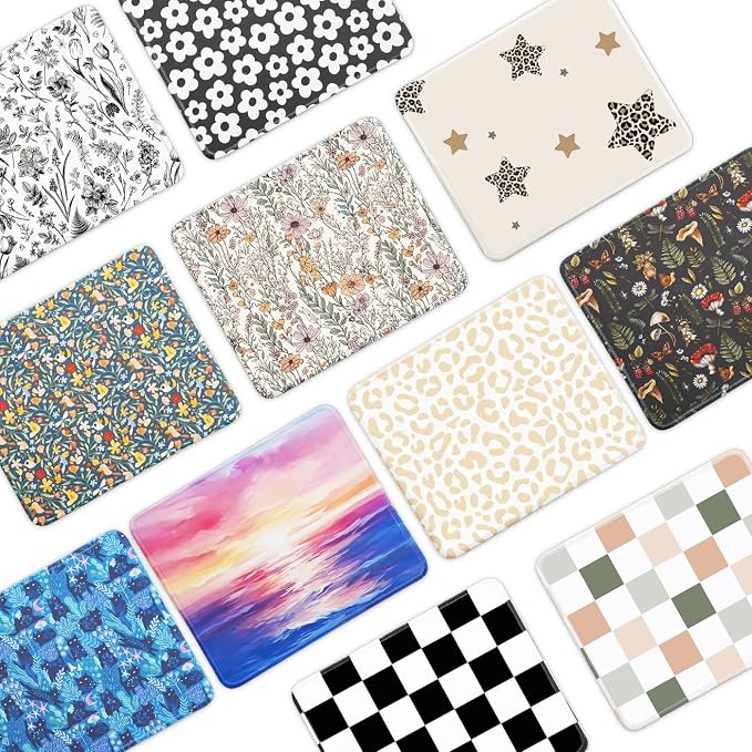 Mouse Pad for Desk with Stitched Edge, Premium Cute Washable Mouse Pads. Computer Mousepad with Non-Slip Rubber Base, Mousepads for Laptop, 9.25x7.75x0.12 inch (Starry Cats)