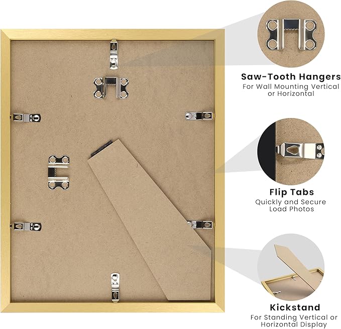 upsimples Certificate Frame with Clear Plexiglass, 8.5 by 11 Picture Diploma Document Degree Frames for Wall and Tabletop, Gold, 1 Pack