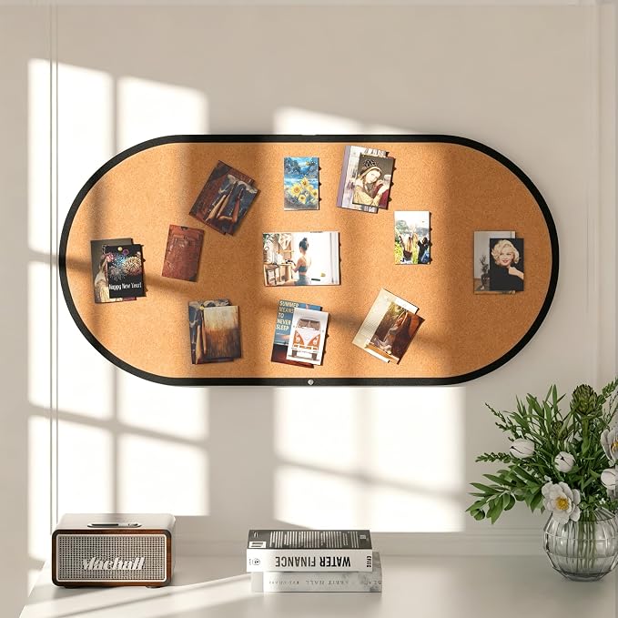 Felt Bulletin Board 47" x 24", Framed Cork Board Alternative with 30 Pins | Large Decorative Felt Pin Board with Frame, Vision Board for Office Home Bedroom Wall Decor, Photo Picture Display