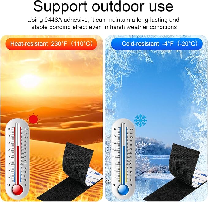24 Sets 1×4 Inch Heavy Duty Adhesive Hook and Loop Tape - Double Sided Tape | Industrial Strength Square Fasteners for Wall Decor, Home, Office, Car, DIY