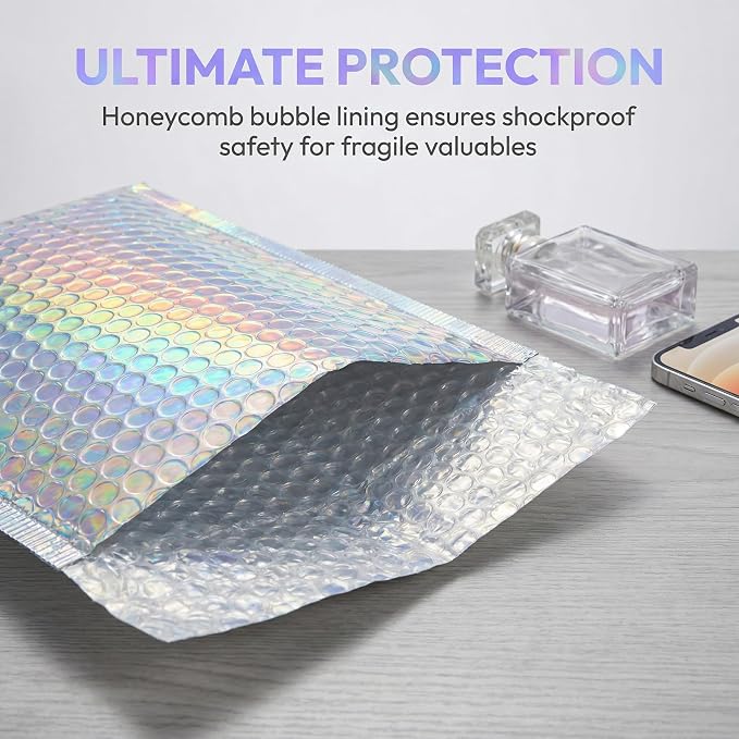 Bubble Mailers 60 Pack Assorted Sizes: 5.1x5.9 Inch (35PCS) 5.9x7.9 Inch (15PCS) 7.9x9.8 Inch (10PCS), Self Seal, Tear Resistant Mailing Supplies for Home & Small Business