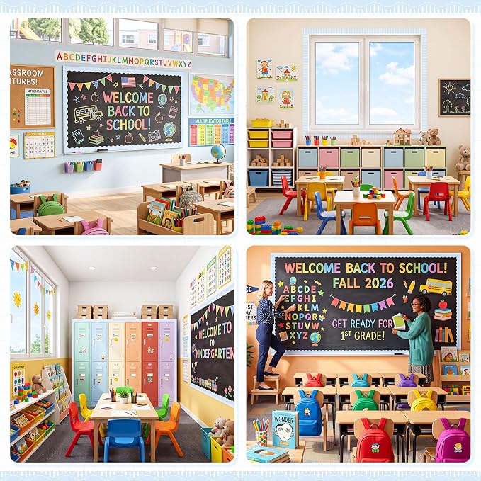 2 Rolls 65.6ft Marcaron Blue Striped Bulletin Board Borders Decoration Scalloped and Straight Edge Blue Bulletin Borders Board Trim for Office School Classroom Chalkboard Party Decoration