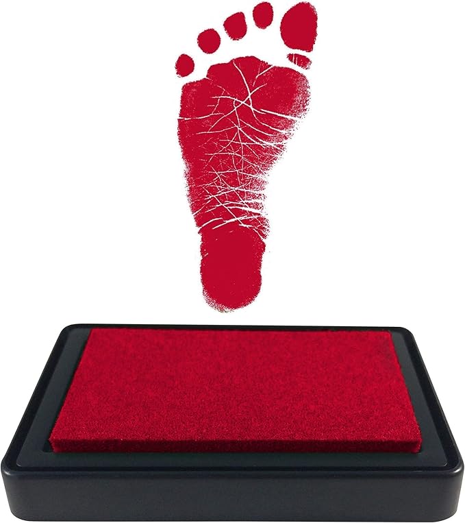 ReignDrop Ink Pad For Baby Footprint & Handprint - Creates Impressive Long Lasting Keepsake Stamp for Infant & Kids. Smudge Proof, Easy to Wipe Off Skin, Safe & Gentle Acid Free(Red)