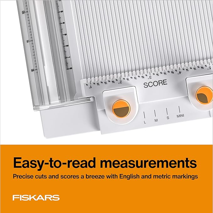 Fiskars 12" All-in-One PPC Tool, TripleTrack System, Scoring Surface, Pom Pom and Tassel Maker, Compact Folding Design for Crafting