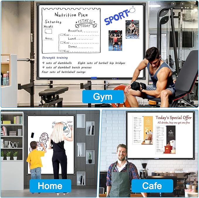48"x30" Magnetic White Board Dry Erase Wall Mount Whiteboard - Office Home Classrooms White Board Hanging Writing Board with Black Aluminum Frame