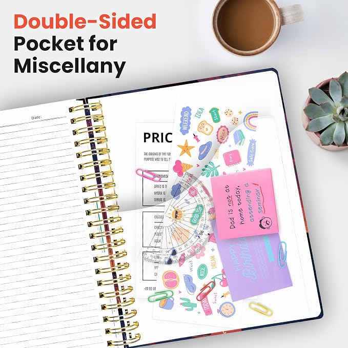 Spiral Notebooks for Work 5 Subject Notebook with Removable Dividers | Aesthetic Hardcover Journal for Women 8.5" x 11" College Ruled 280 Pages Journal for School & Note Taking, Dusk Sentinel