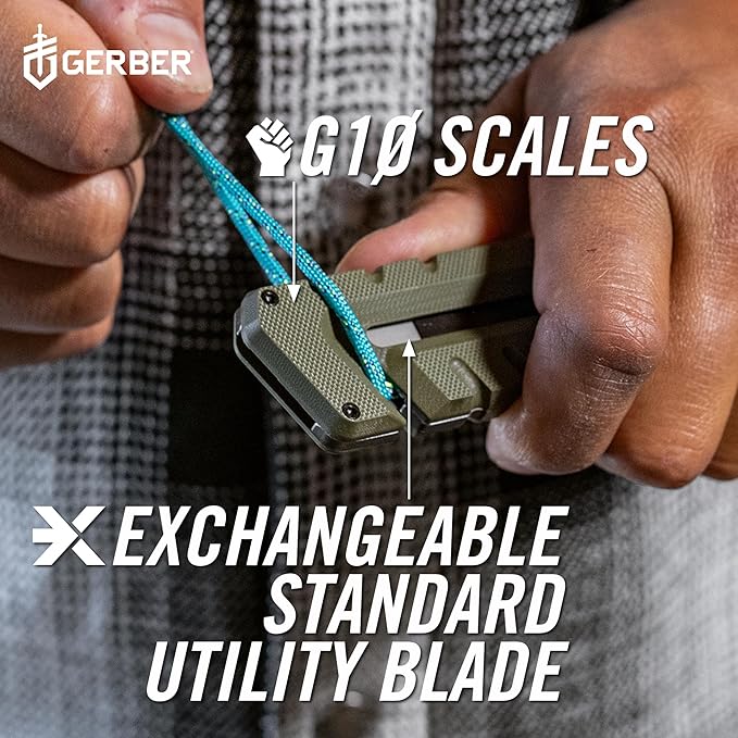 Gerber Gear Prybrid Utility EDC Multitool Pocket Utility Knife, Razor Knife with Retractable Hobby Blade and Pry Bar, Green G10 with Clip