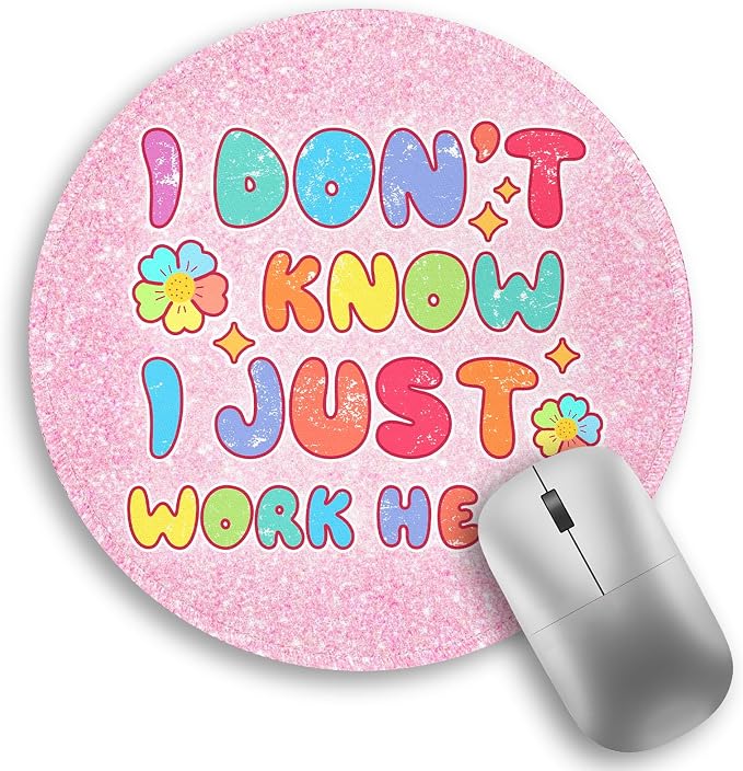 Funny Cute Mouse Pad, IDK Small Round Mousepad for Desk, Laptop | Mini Travel Wireless Mice Pad for Computer, Office Accessories, Coworker Gifts, 8.6 x 8.6 inch