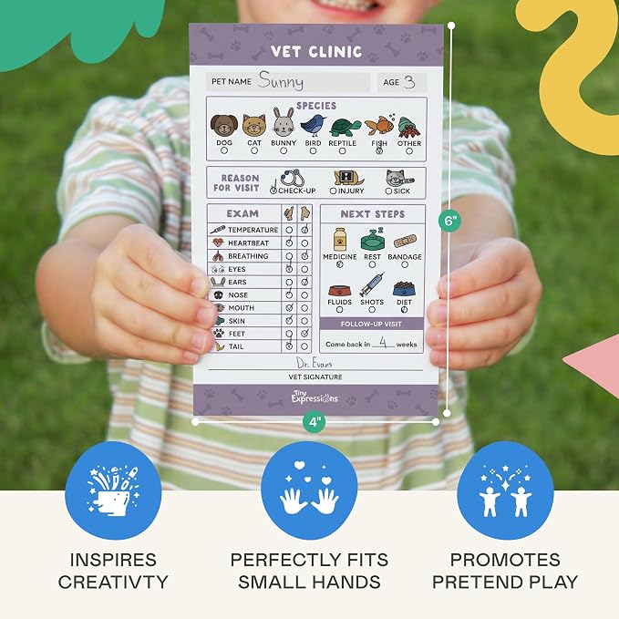 Tiny Expressions Pretend Play Notepads - 10-Pack Kids Play Pads | 40 Pages Each for Imaginative Role Play