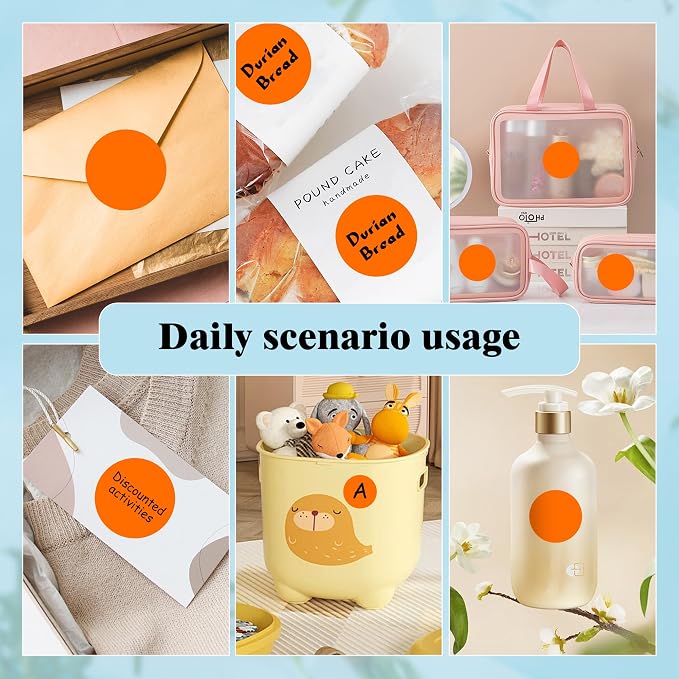 PARLAIM 2 Inch Round Adhesive Color-Code Dot Stickers,4Rolls/2000 per Rolls dots Label Dispenser Box, Circle Stickers Label Inch Coding Labels (Orange)